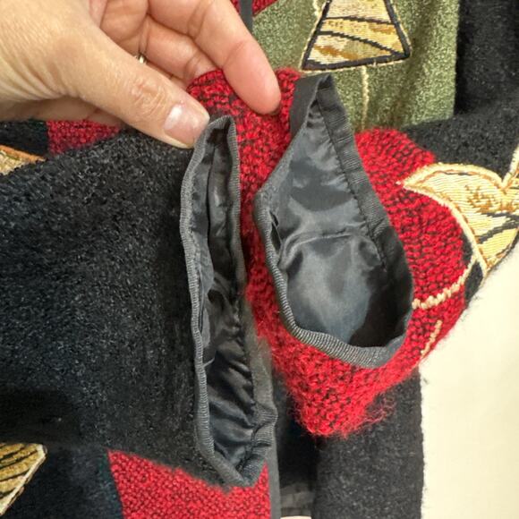 Vintage Alex Kim Blazer Jacket women Sz Medium Embroidered Patchwork Grandmacore - Picture 10 of 16